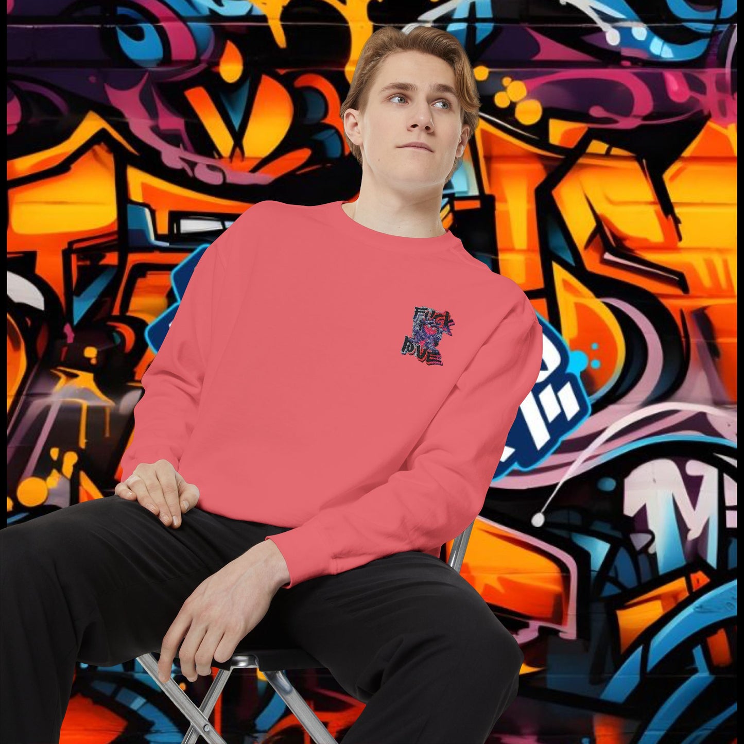 Sweatshirt - Fuck Love Embroidered Design