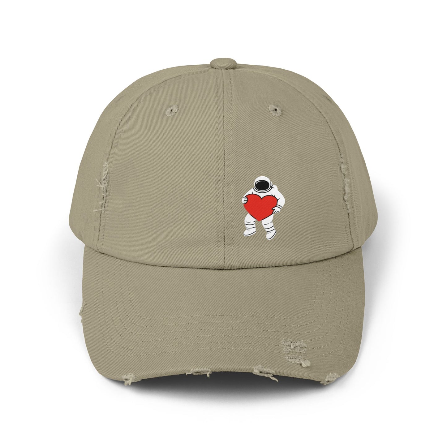 Astronaut Love Distressed Cap, Unisex Space Hat, Trendy Gift for Space Lovers, Casual Fashion Accessory, Perfect for Holidays