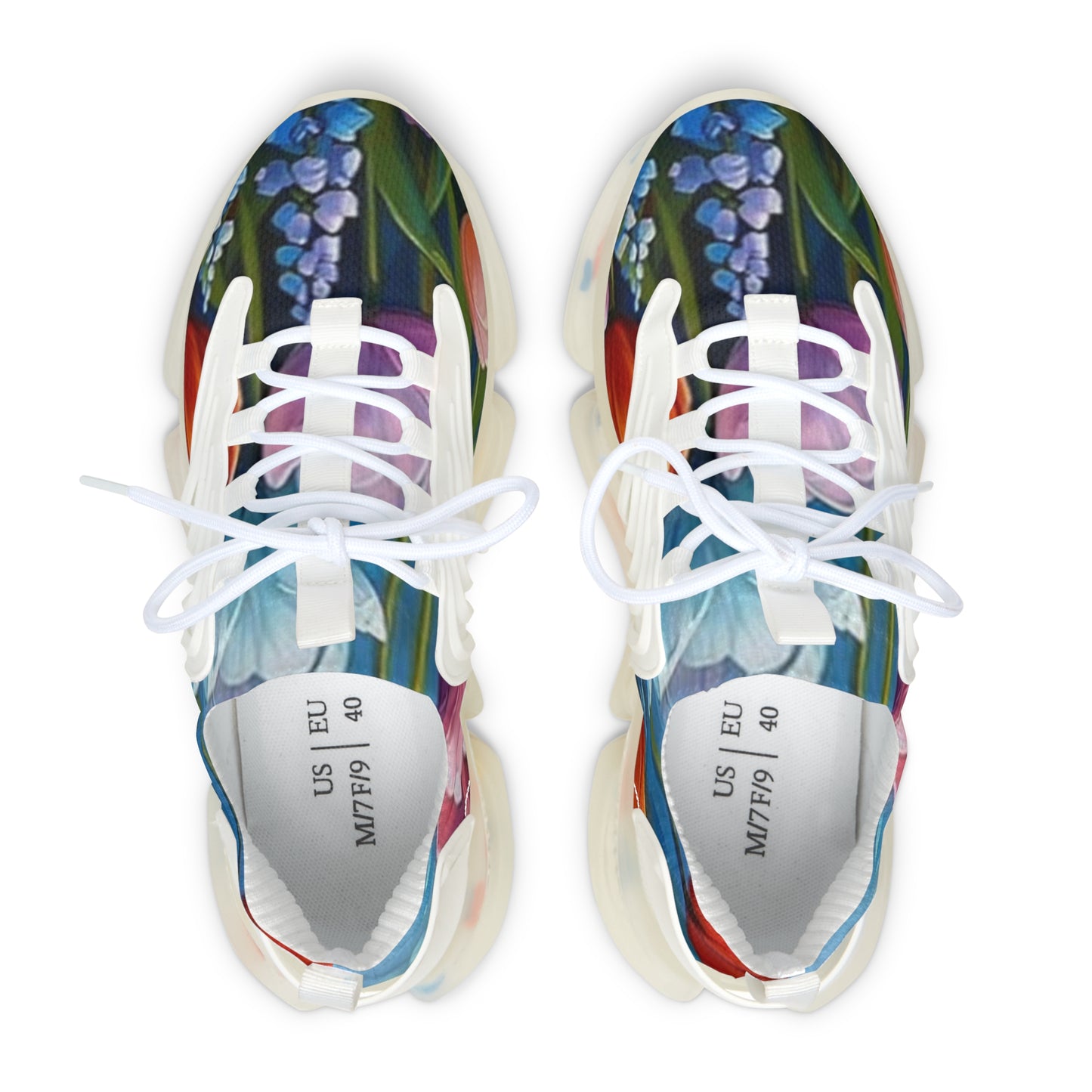 Mesh Sneakers - Realistic Flower Design