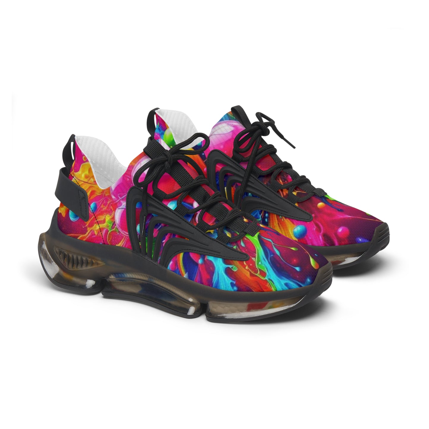 Mesh Sneakers, Watercolor Heart Design Tennis Shoes for Women
