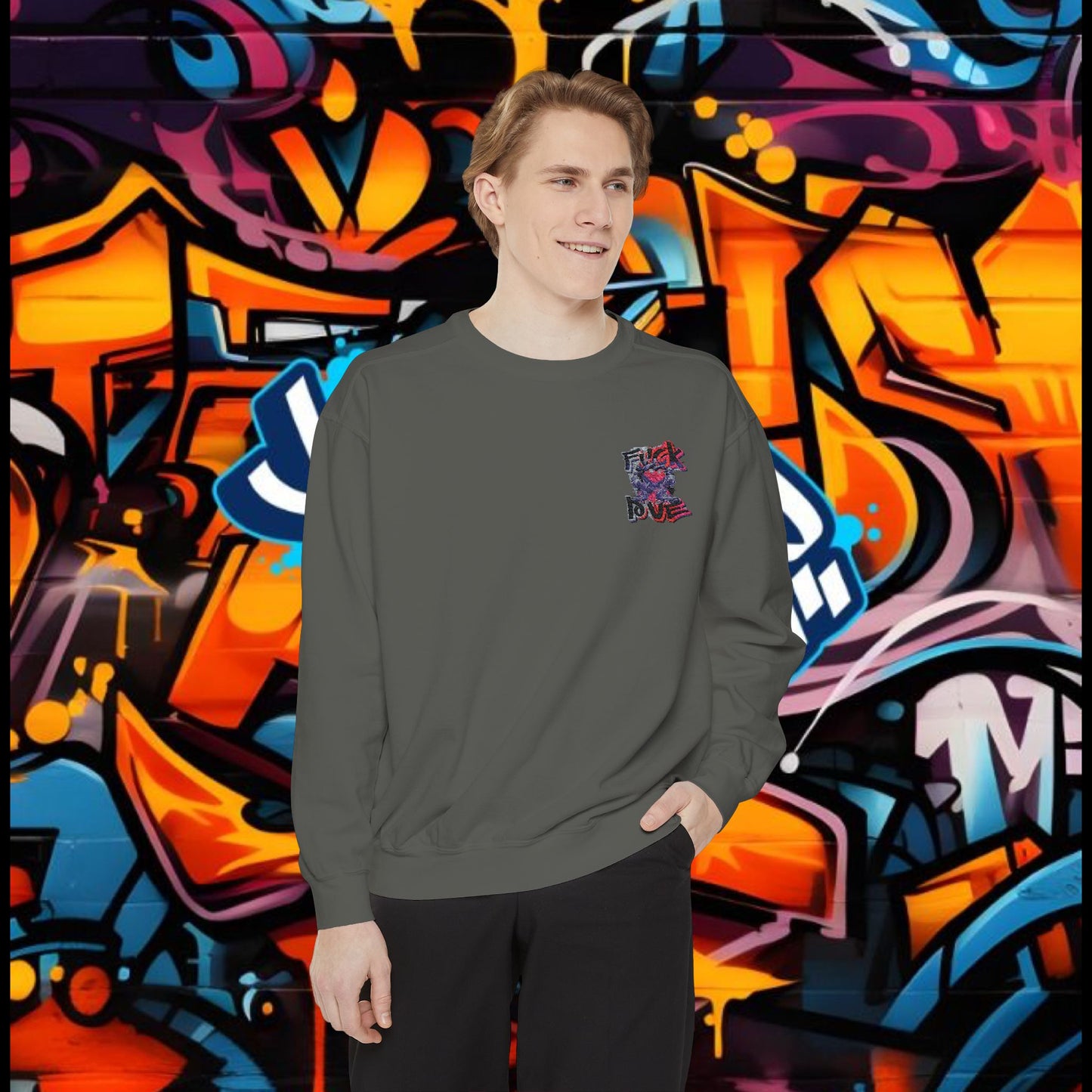 Sweatshirt - Fuck Love Embroidered Design