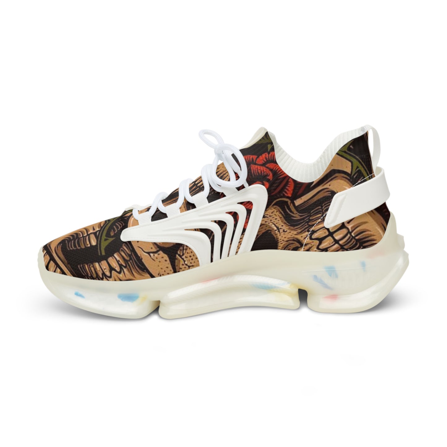 Sneakers with Newspaper Skull Design