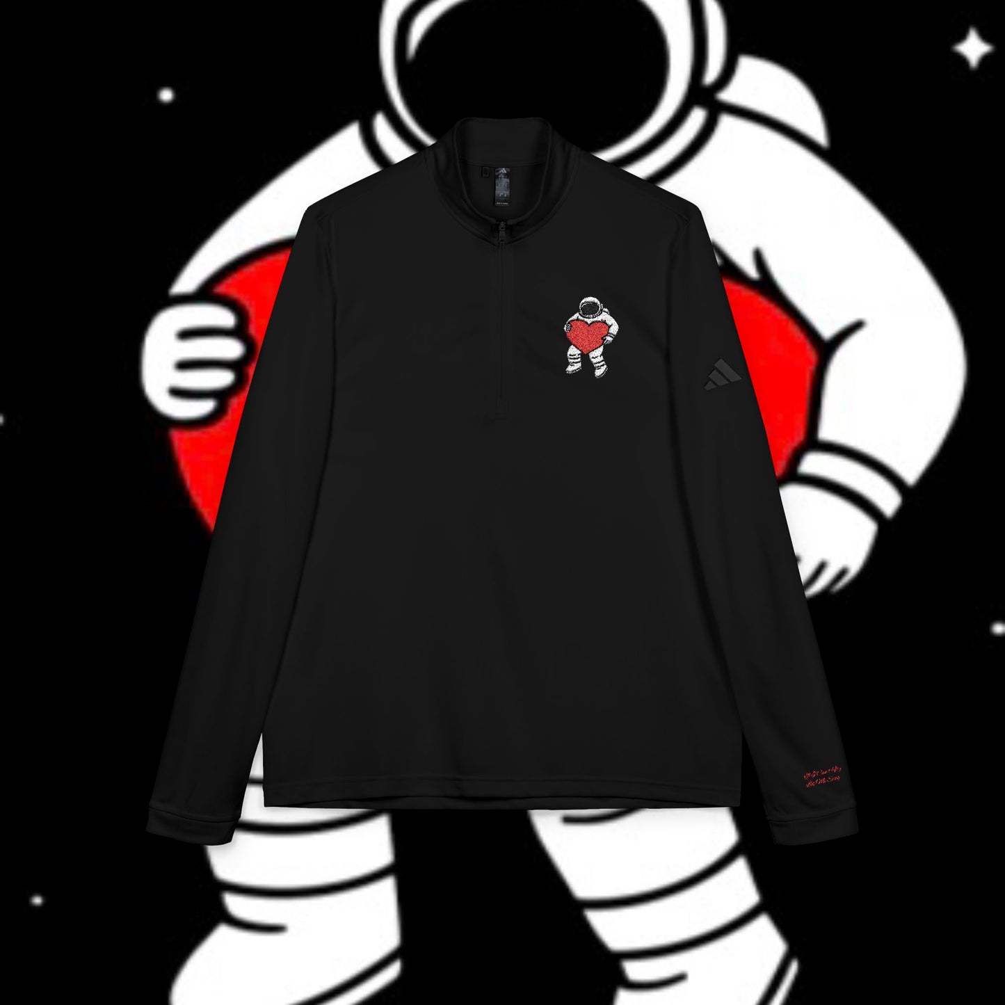 Cosmic Love Quarter-Zip Pullover, Heartbeat Pullover, Astronaut Apparel, Unique Sportswear, Valentine's Day Gift, Casual Activewear