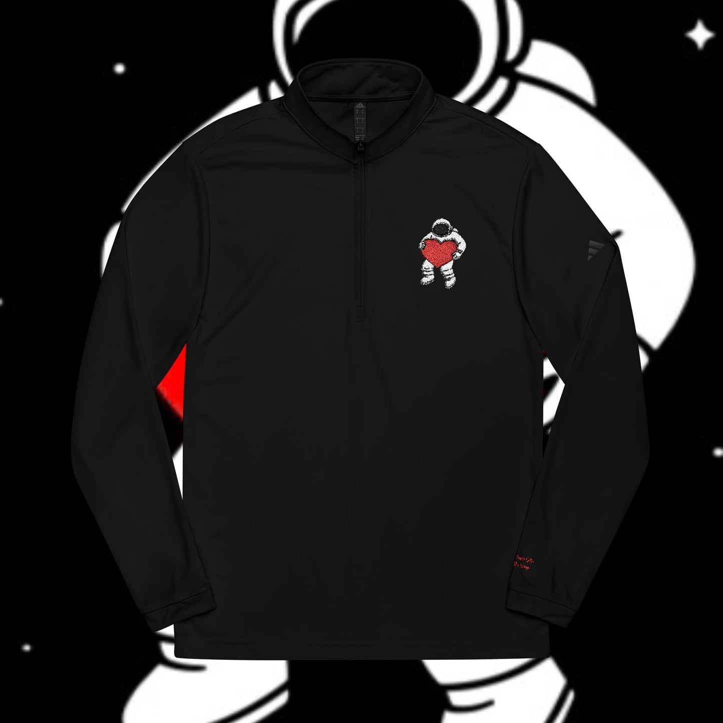 Cosmic Love Quarter-Zip Pullover, Heartbeat Pullover, Astronaut Apparel, Unique Sportswear, Valentine's Day Gift, Casual Activewear