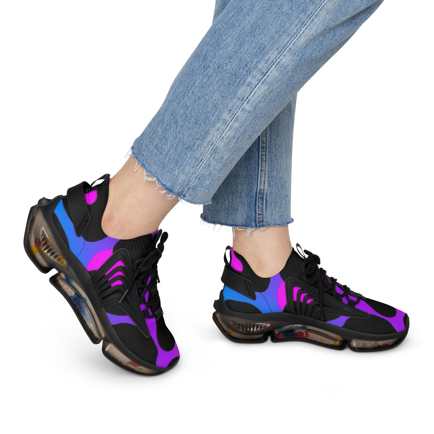Trendy Women's Mesh Sneakers, Colorful Athletic Shoes, Stylish Walking Sneakers, Unique Sport Shoes, Fashion-forward Sneakers