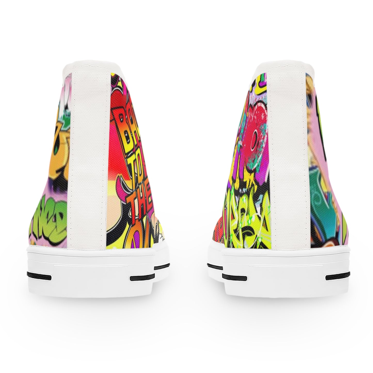 Vibrant High Top Sneakers: Trendy Graffiti Kicks for Street Style Fans, Cool Athletic Footwear, Unique Gift for Her