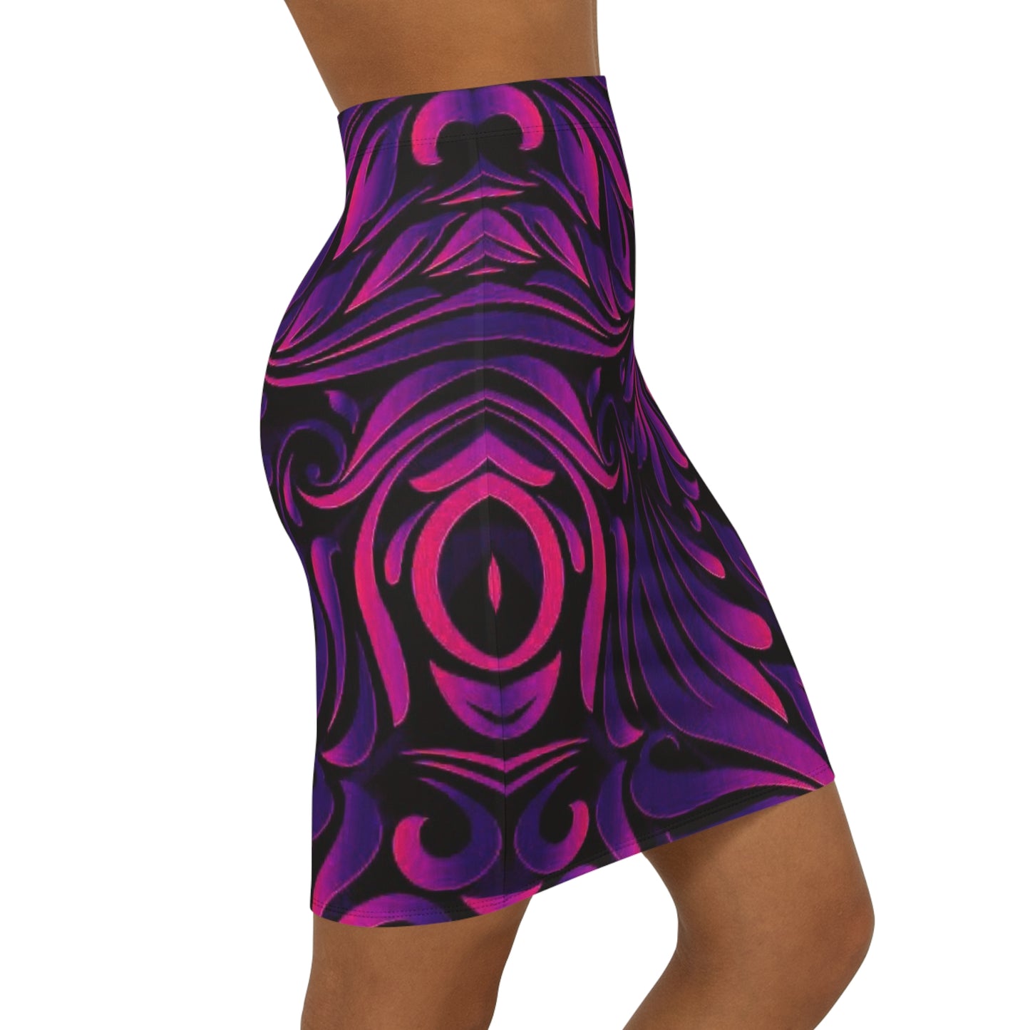 Women's Artistic Mid-Waist Pencil Skirt, Statement Skirt for Night Out, Colorful Floral Design, Perfect for Parties, Summer Events, Fashion