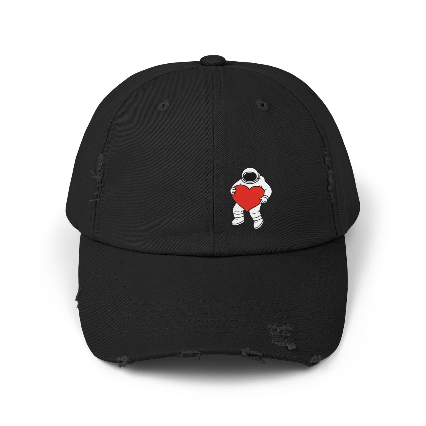 Astronaut Love Distressed Cap, Unisex Space Hat, Trendy Gift for Space Lovers, Casual Fashion Accessory, Perfect for Holidays