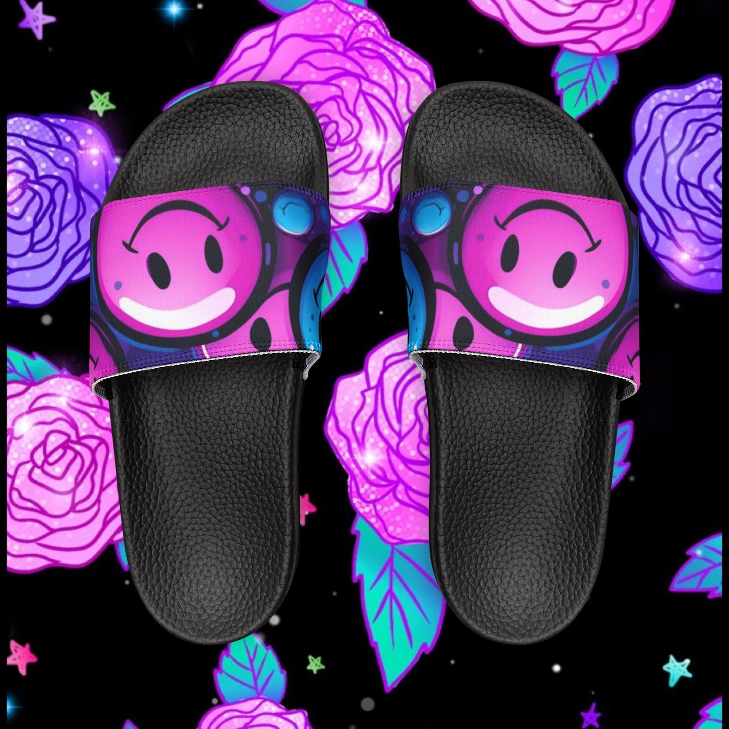 Happy Vibes Cute Sandals, Summer Footwear, Beachwear, Gift for Her, Fashion Slides