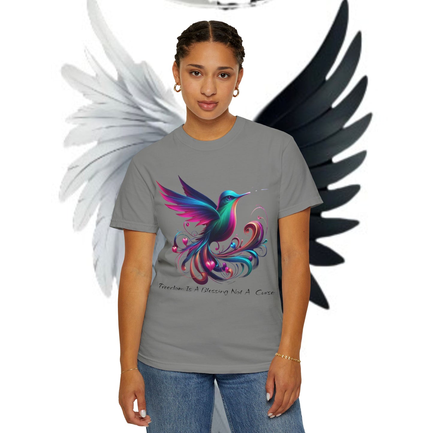 Garment-Dyed T-shirt - Freedom is a Blessing Design
