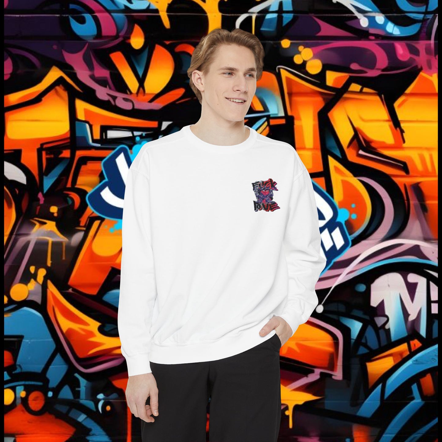 Sweatshirt - Fuck Love Embroidered Design