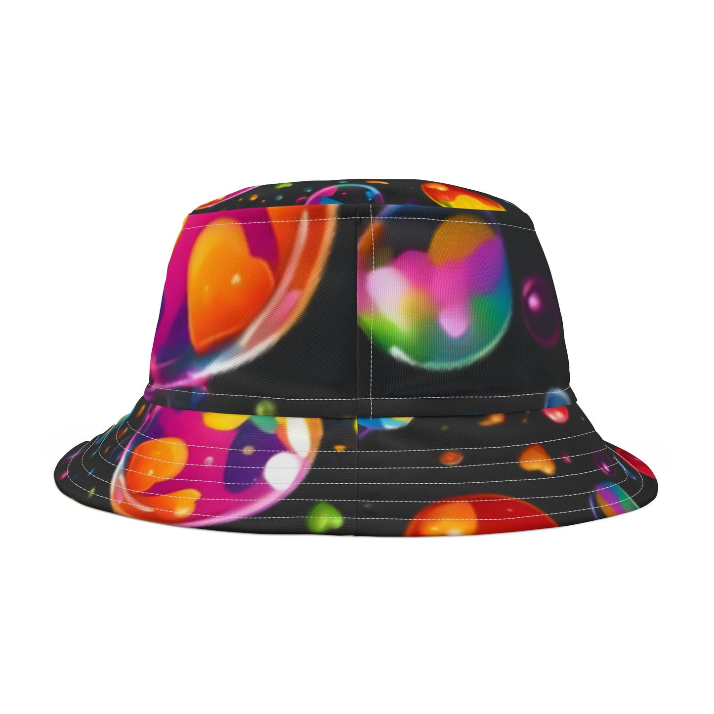 Vibrant Heart Pattern Bucket Hat, Loving Summer Accessory, Festival Gear, Beach Hat, Fun Gift for Friends