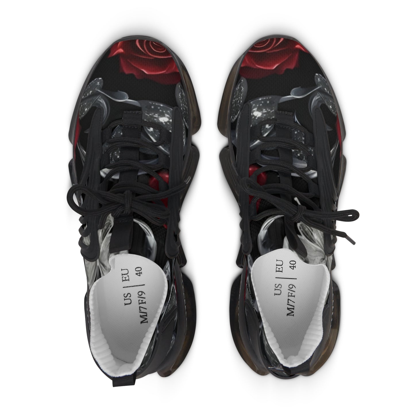 Mesh Sneakers - Diamond Roses Crystal Butterfly Design